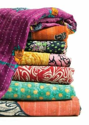 #ad 10 Pcs lot of Wholesale Cotton Kantha Gudari Vintage Handmade Blanket Quilt