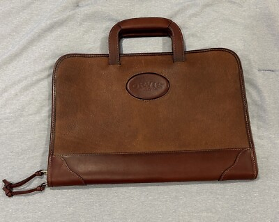 #ad ORVIS Brown Thick Saddle Leather Laptop Briefcase Travel Bag Messenger