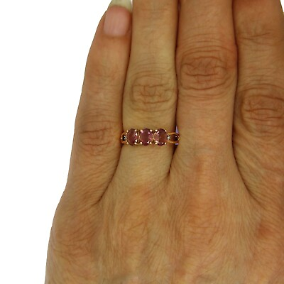#ad 9ct Rose Gold Pink Tourmaline Diamond Ring Size 5 3 4 L