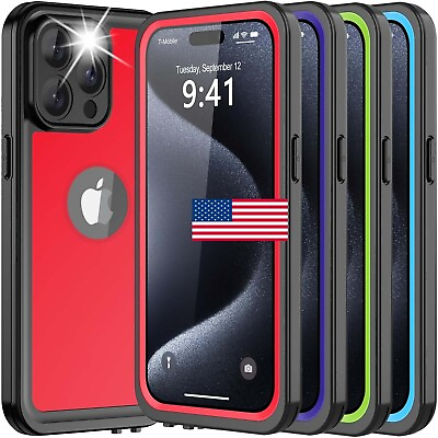 #ad For iPhone 15 Pro Max Plus Waterproof Case Shockproof Cove w Screen Protector