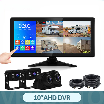 #ad AHD 4CH Monitor Recording DVR 10 inch 1080P Car Rear View Camera
