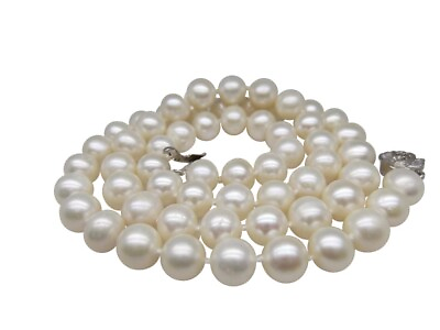 #ad Long 30 Inch Genuine 8 9mm ROUND White Pearl Strand Necklace Cultured Freshwater