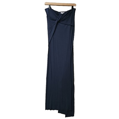 #ad Helmut Lang Dress Womens Size Medium Navy Blue Strapless Maxi Long Wrap