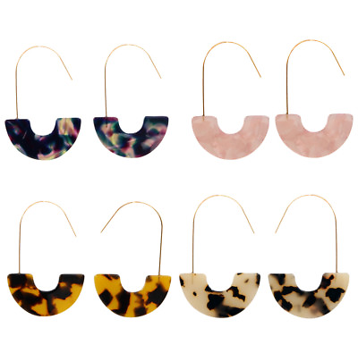 #ad Women#x27;s Big Geometric Semicircles Shape Design Threader Earrings Statement New