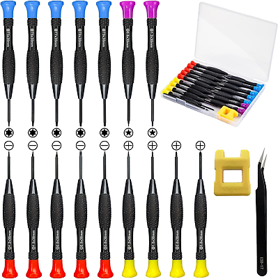 #ad 18 Pc Mini Precision Screwdriver Set With Case Magnetic Tweezers for Electronics