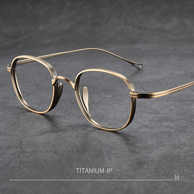 #ad Vintage Square Eyeglasses Frames Men Full Rim Pure Titanium Glasses Frames Women