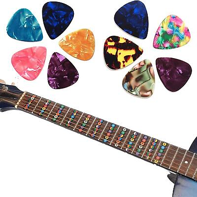 #ad 2Pcs Guitar Fretboard Stickers with 10Pcs Guitar Picks for Electric Guitars