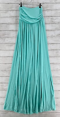 #ad Gabriella Rocha Dress Women#x27;s Medium Aqua Blue Strapless Maxi Dress Jersey Knit