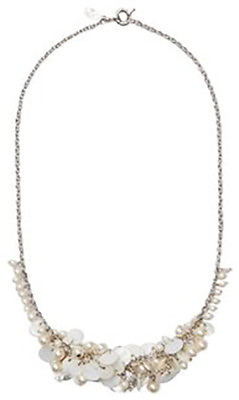 #ad Ann Taylor Loft Women#x27;s Pearlized White Disc Triple Necklace NWT 34.50