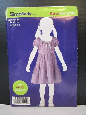 #ad Simplicity Pattern 2019 Girls Dress Size A 3 8 Uncut Pullover Sew Simple 2011