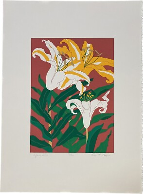 #ad Ann T. Cooper Spring Lilies 1980 Limited Edition Silkscreen