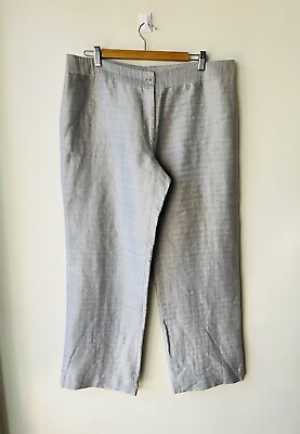 #ad DIGBYS Melbourne Women’s Linen Grey Pants Size 16 XL Designer NWOT Formal Work