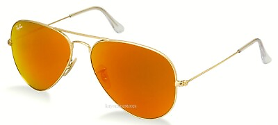 #ad #ad Ray Ban Aviator Gold 3025 112 69 55mm Brown Orange Mirrored Sunglasses New