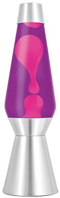 #ad Lava® Lamp Grande 27#x27;#x27; Pink Wax Purple Liquid Silver Base New Decor La