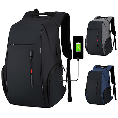 #ad Waterproof Laptop Backpack 17quot; Travel Rucksack School Bag with USB Charging Port $21.95