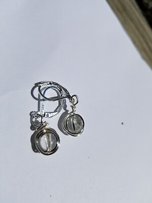 #ad Handmade Quartz Earrings beach glow dainty silver leverback drop earrings