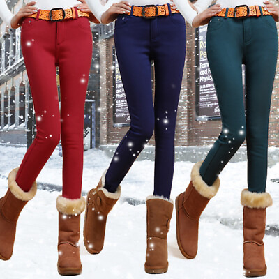 #ad Casual Womens fleece Candy Coloured leggings Skinny Jeans Pencil pants trousers