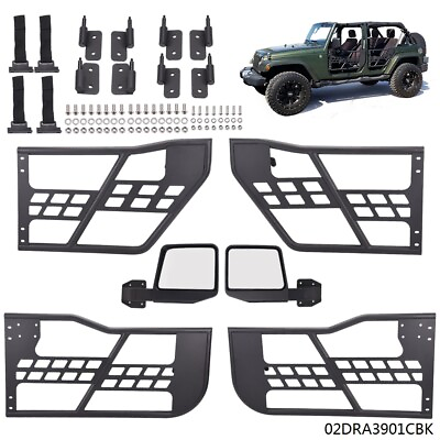 #ad Fit For 07 18 Jeep Wrangler JK 4 Door FrontRear Side Tube Doors amp; Side Mirrors