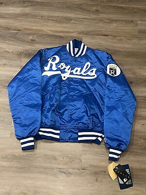 #ad VTG Kansas City Royals Jacket Adult M Blue Starter Diamond Satin Brand New Tags $191.25