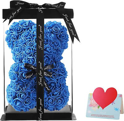 #ad JUVSUP Rose Bear Rose Flower Bear 10 Inch Handmade Rose Teddy Bear with Gift Box
