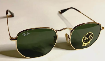 #ad Ray Ban Hexagonal Polished Gold Frame Green Lenses RB3548 51mm