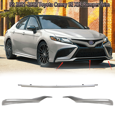 #ad For 2021 2022 Toyota Camry SE XSE Silver Front Bumper Lower Molding Cover Trims