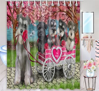 #ad Schnauzer Shower Curtain Personalized Hooks Many Dog Designs NWT