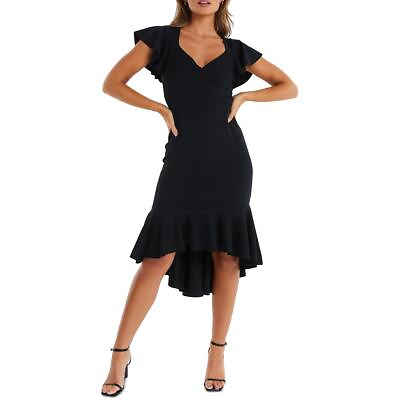 #ad Quiz Womens Black Surplice Long Cocktail and Party Dress Juniors 6 BHFO 7814