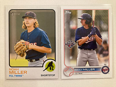 #ad 2022 Topps Noah Miller 2 Heritage #82 amp; Pro Debut #PD 61 Twins Top Prospect