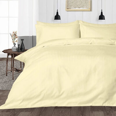 #ad Premium bedding set 1000 TC Egyptian Cotton Ivory Stripe amp; Short Queen