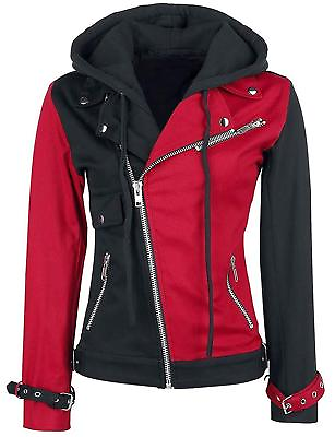 #ad Black amp; Red Harley Womens Psychotic Quinn Biker Hoodie Cotton Jacket
