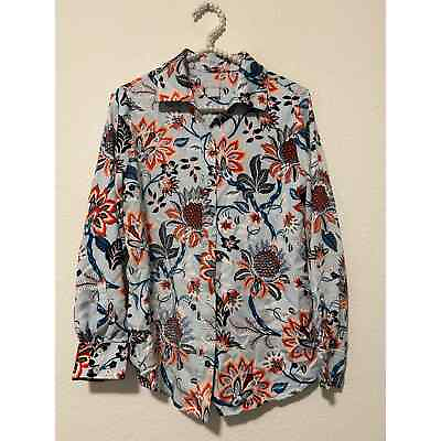 #ad Chicos Size 0 US 4 Button Up Blouse Floral Colorful Soft Long Sleeve Shirt
