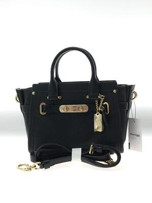 #ad COACH Handbag All Leather Leather Black Shoulder Bag 2way from Japan