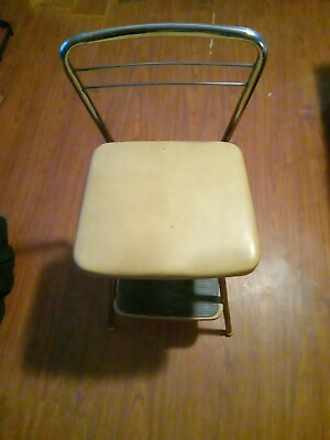 #ad COSCO Vintage 1950#x27;s Metal Two Step Stool Chair With Flip Up Seat chrome