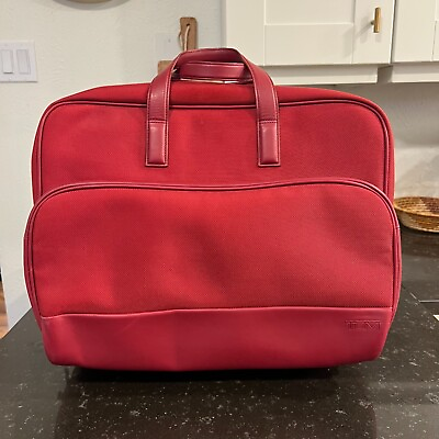 #ad TUMI Red Rolling Boarding Tote Carry On Two Wheeled Briefcase Luggage