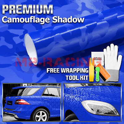 #ad Camouflage Shadow Intense Blue Camo Pattern Vinyl Wrap Decal Sticker Sheet Film