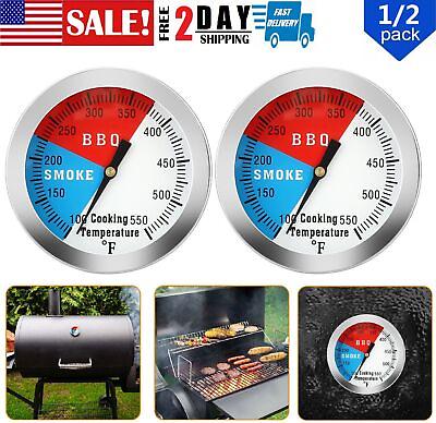 #ad 2× Temperature Gauge Thermometer for Barbecue BBQ Grill Smoker Pit Thermostat 2quot;