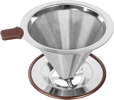 #ad Pour over Coffee Dripper Reusable Paperless Filter Professional Stainless Steel