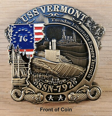 #ad USS Vermont SSN 792 US Navy Submarine Commemorative Challenge Coin 2quot; t 148