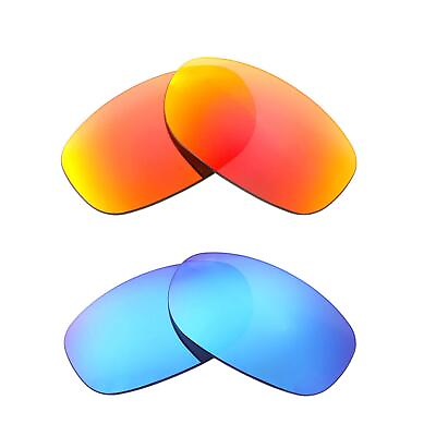#ad Walleva Fire Red Ice Blue Polarized Replacement Lenses For Maui Jim Kipahulu