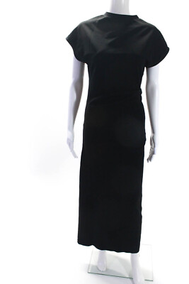 #ad MDRN Womens Stretch Crepe Sleeveless Crew Neck Fitted Maxi Dress Black Size XL