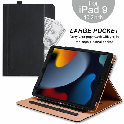 #ad Luxury Foldable Leather Case Wallet Cover Pocket Stand Skin Cover For iPad 7 8 9