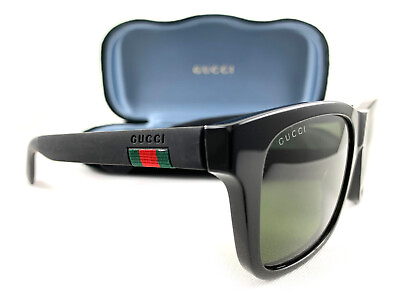 #ad GUCCI Sunglasses GG0008S Black Green 001 New Authentic