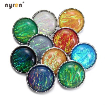 #ad 10pcs 18mm Snap Button Crystal Texture Acrylic Charms For 20mm Snap Jewelry 1034