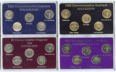 #ad 1999 State Quarters 20 Coin Set Gold Platinum Denver Philadelphia G951