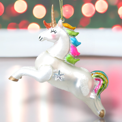 #ad ✿ New DECEMBER DIAMONDS Holiday Ornament RAINBOW UNICORN Christmas Tree Decor