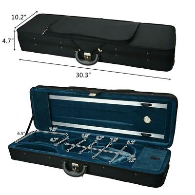 #ad New High Quality Black Nylon Square Enhanced 4 4 Acoustic Square Violin Case