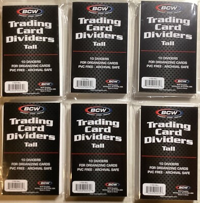 #ad 60 6 Packs Of 10 BCW Tall Trading Card Dividers New Unopened