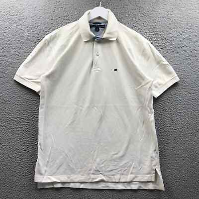 #ad Tommy Hilfiger Polo Shirt Men#x27;s Medium M Short Sleeve Embroidered Logo White