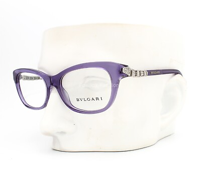 #ad Bvlgari 4091 B 5323 Eyeglasses Glasses Crystal Purple w Swarovski Crystals 53mm